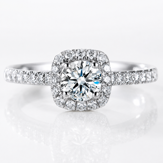 Cushion Halo Moissanite Engagement Ring