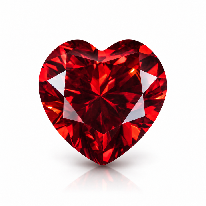 Pigeon Blood Red Heart Cut Moissanites