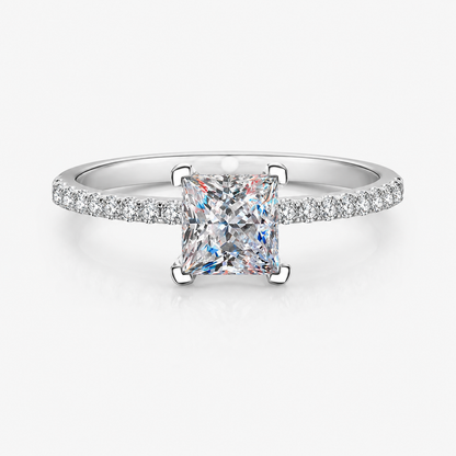 Princess Cut Moissanite Pavé Engagement Ring