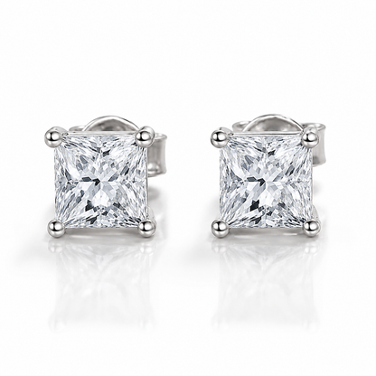 Princess Cut Moissanite Solitaire Stud Earrings