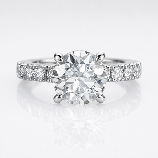 4.3ct Round Brilliant Moissanite Accent Engagement Ring