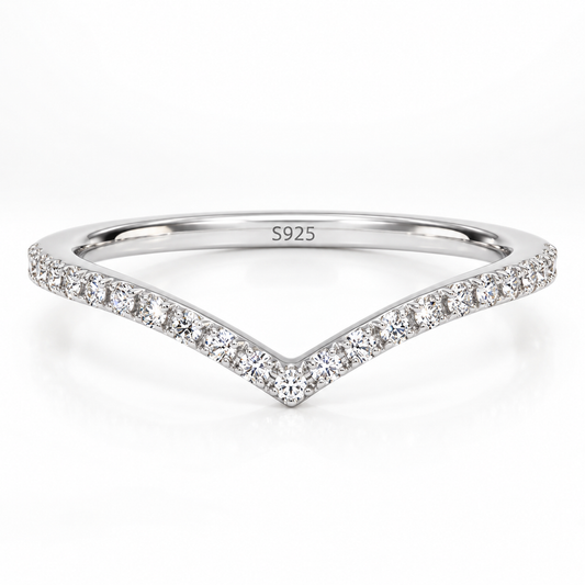 Moissanite Pavé Chevron Wedding Band