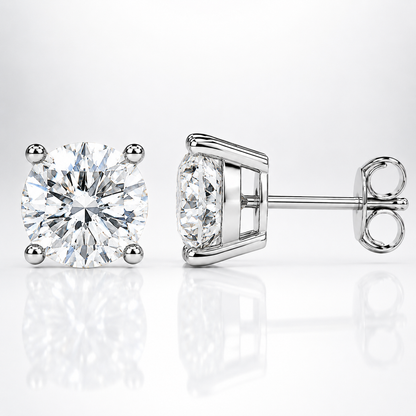 Four Prong Moissanite Solitaire Stud Earrings
