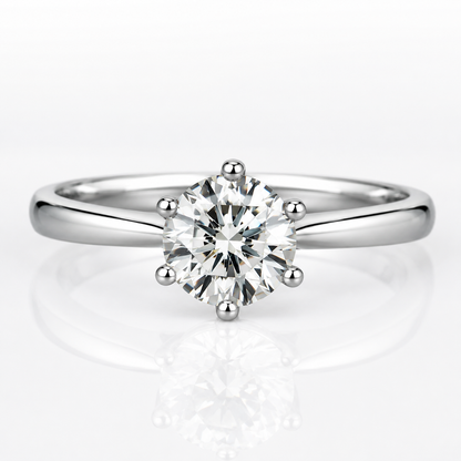 Classic 6 Prong Tiffany Style Solitaire Moissanite Engagement Ring