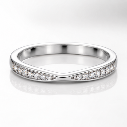Round Brilliant Moissanite Curved Half Eternity Wedding Band