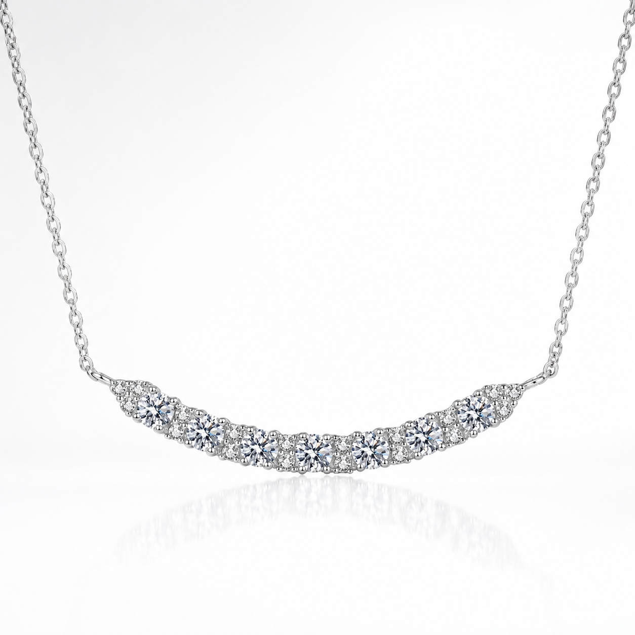 Curved Moissanite Bar Necklace