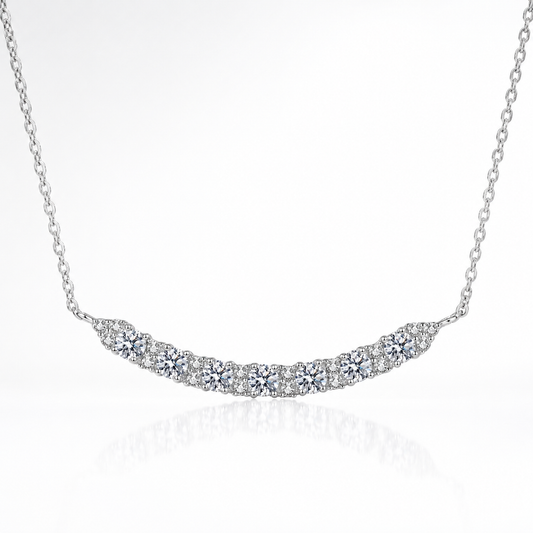 Curved Moissanite Bar Necklace