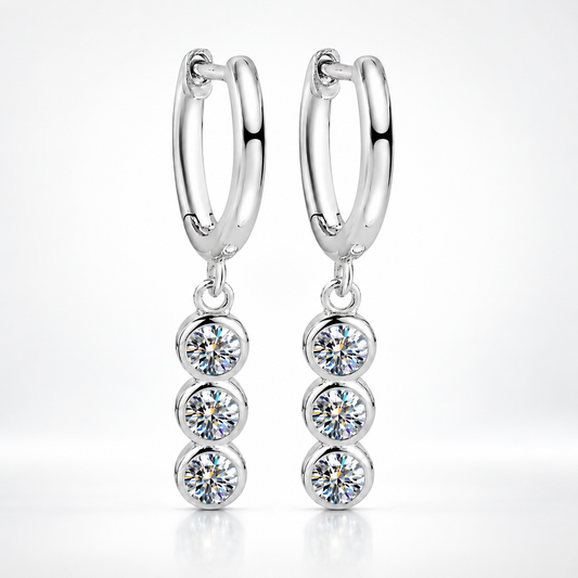 Triple Drop Moissanite Hoop Earrings