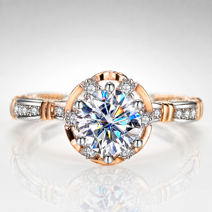 Two-Tone Round Brilliant Moissanite Vintage Engagement Ring