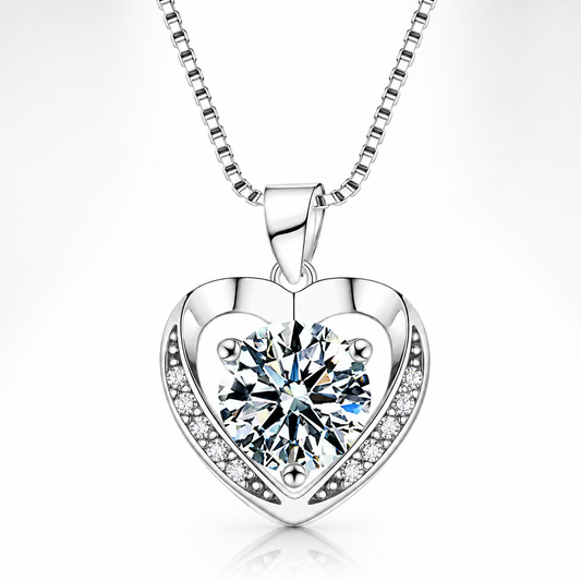 Shimmering Heart Moissanite Pendant Necklace