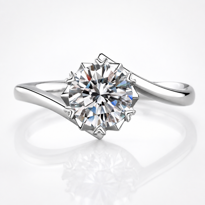 Round Brilliant Moissanite Twist Solitaire Engagement Ring