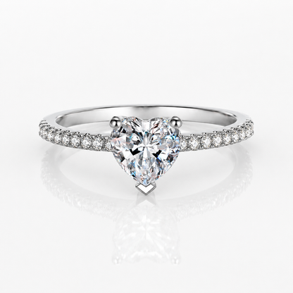 Heart Cut Moissanite Pavé Engagement Ring