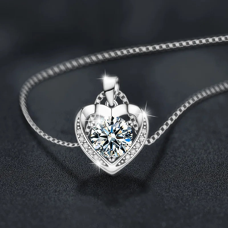 Shimmering Moissanite Heart Pendant Necklace