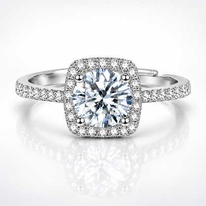 1ct Round Brilliant Moissanite Square Halo Adjustable Ring