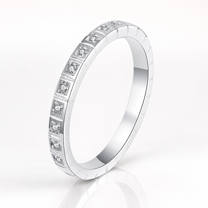 Round Brilliant Cut Moissanite Square Channel Half-Eternity Wedding Band