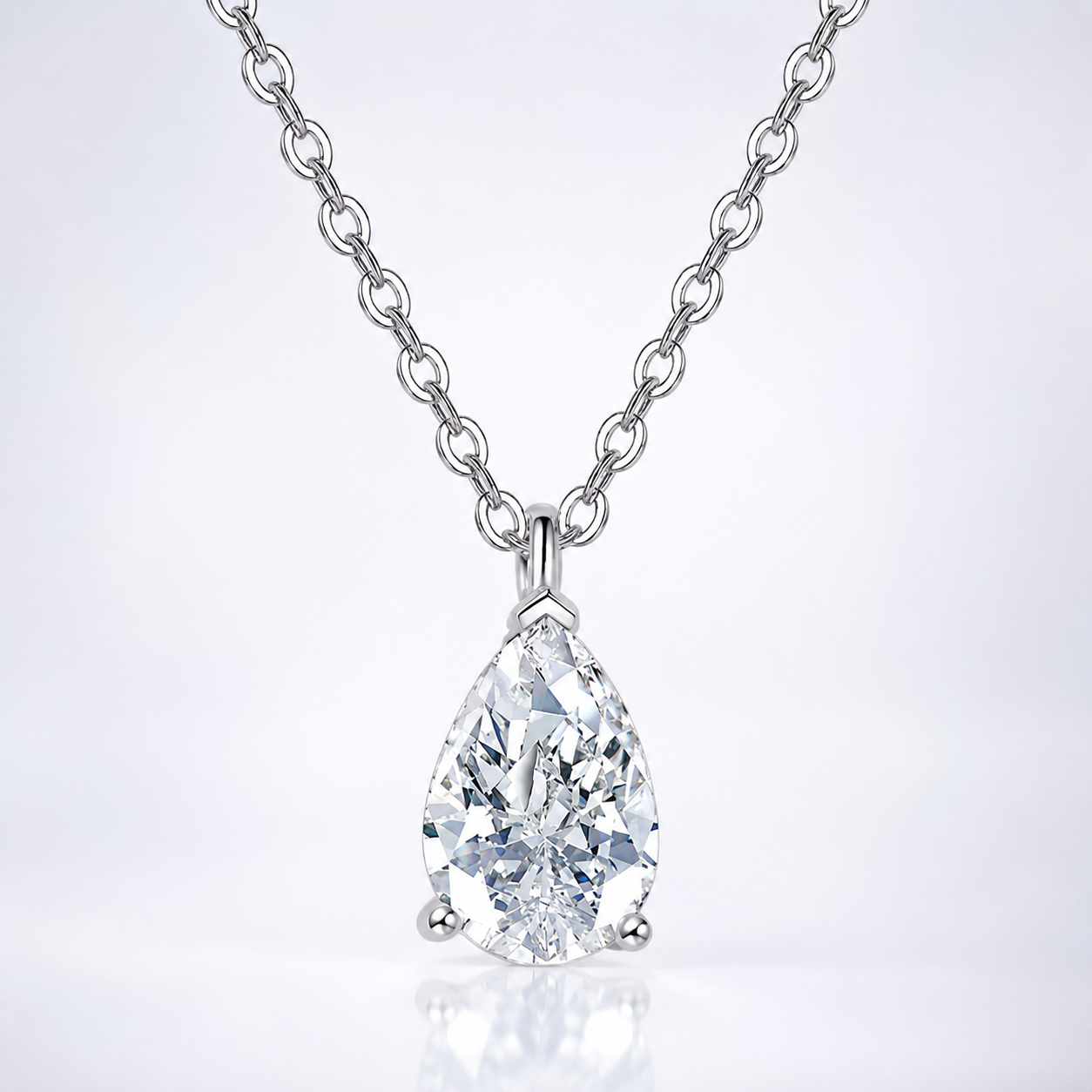 Pear Cut Moissanite Solitaire Pendant Necklace