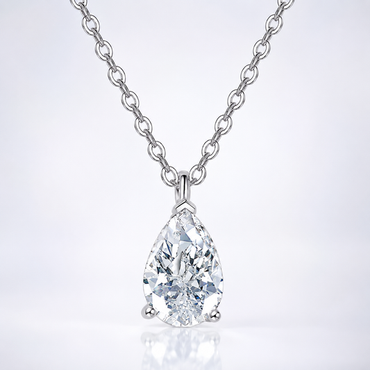 Pear Cut Moissanite Solitaire Pendant Necklace