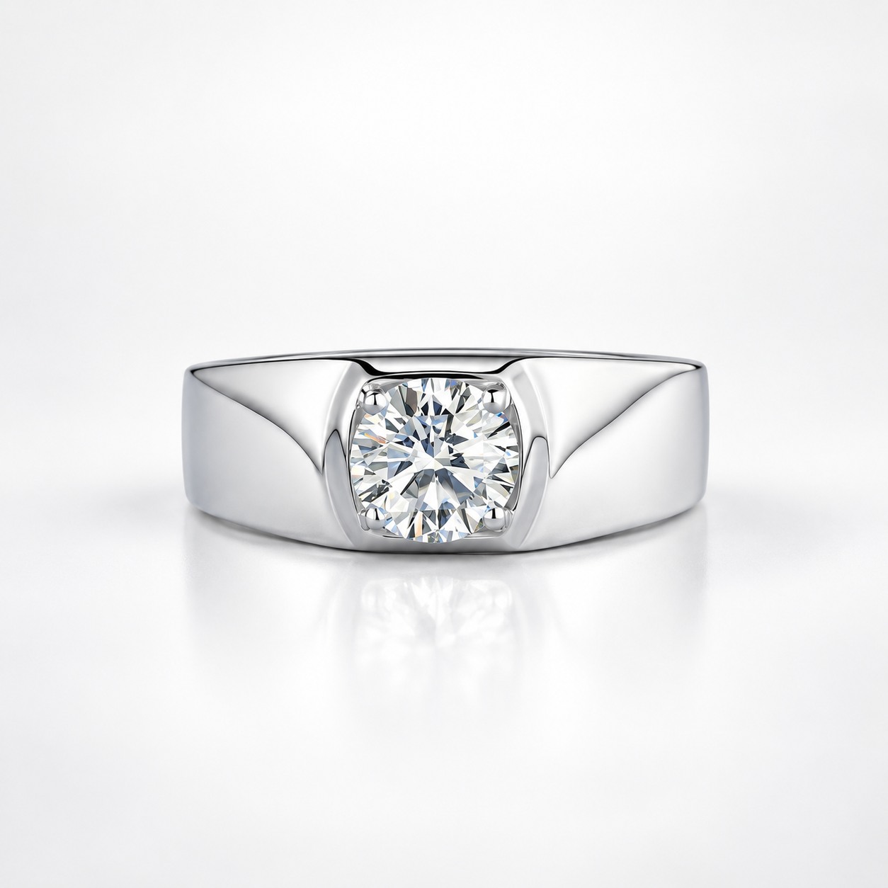1ct Men's Round Brilliant Moissanite Adjustable Wedding Band