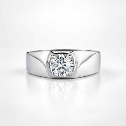1ct Men's Round Brilliant Moissanite Adjustable Wedding Band