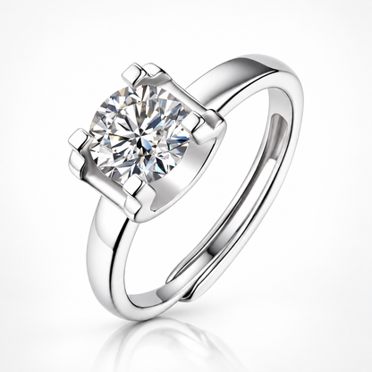 1ct Round Brilliant Moissanite Solitaire Adjustable Engagement Ring