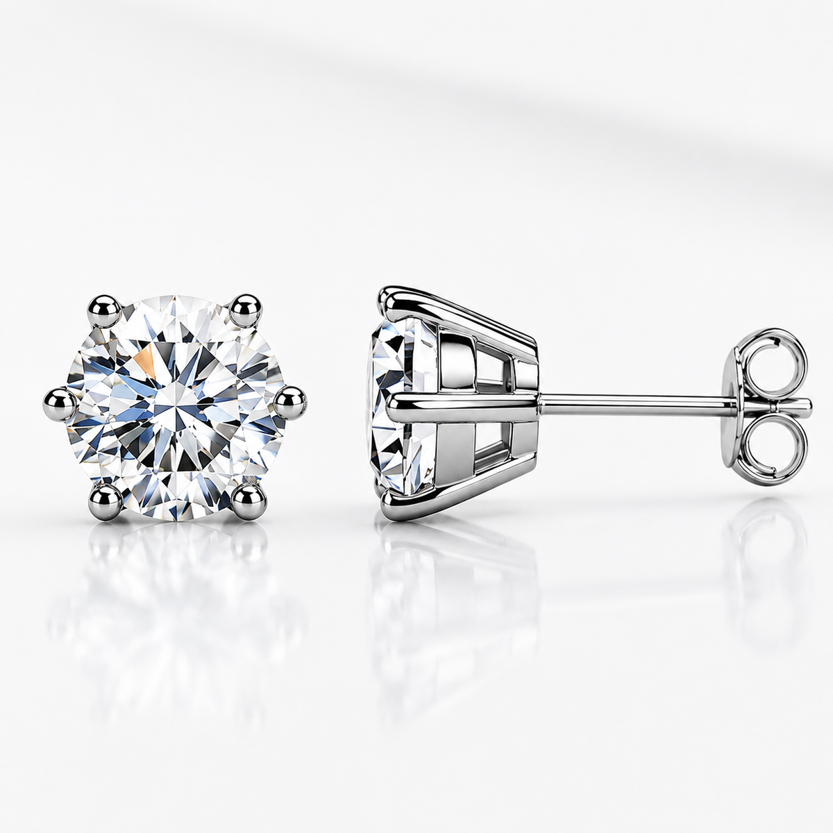 Round Brilliant Moissanite Stud Earrings – Classic Solitaire Earrings