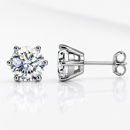 Round Brilliant Moissanite Stud Earrings – Classic Solitaire Earrings