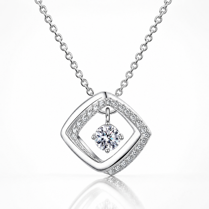 Floating Diamond Shape Moissanite Pendant Necklace