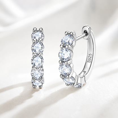 Five Stone Moissanite Hoop Earrings