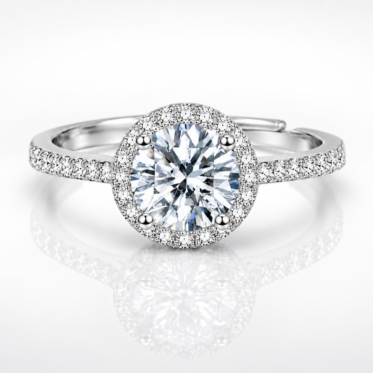 1ct Adjustable Coloured Moissanite Halo Engagement Ring