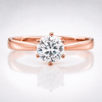 Round Brilliant Moissanite Solitaire Engagement Ring in Rose Gold