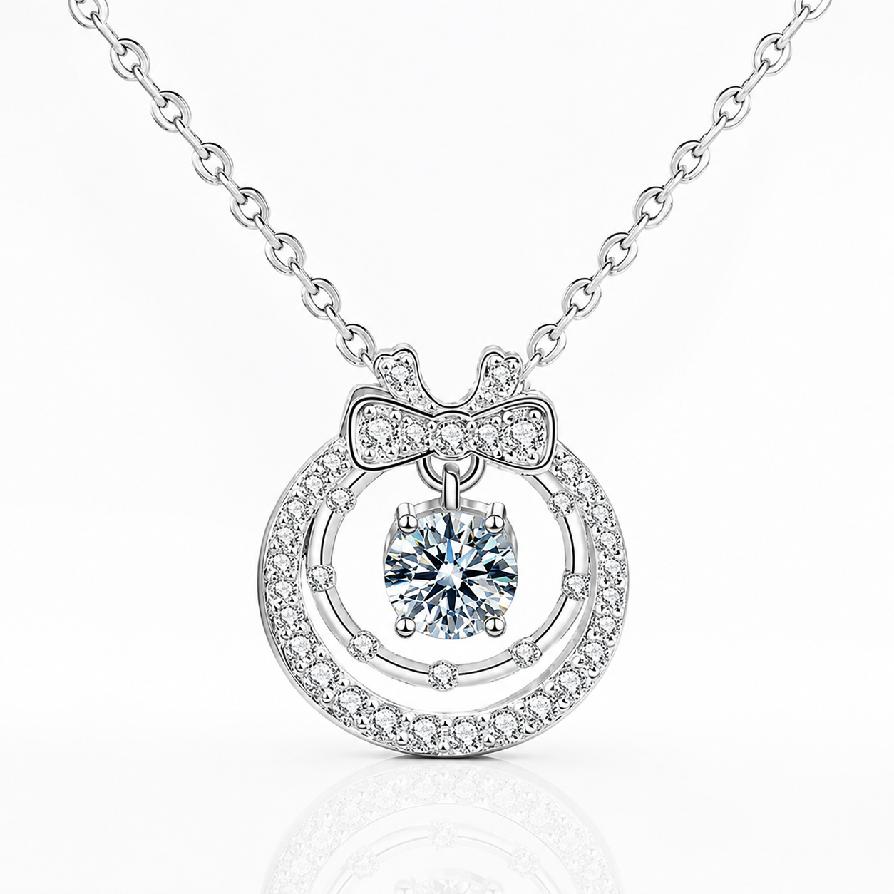 Floating Halo Moissanite Pendant Necklace