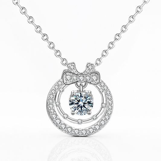 Floating Halo Moissanite Pendant Necklace