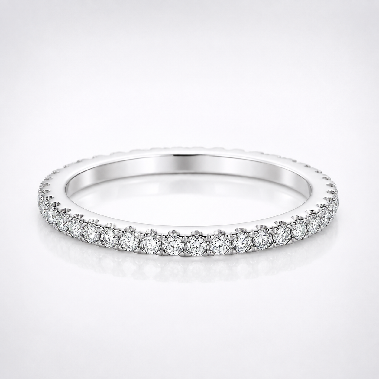 Round Brilliant Cut Moissanite Pavé Wedding Band