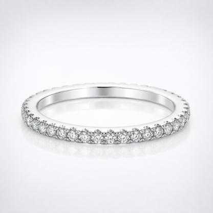 Round Brilliant Cut Moissanite Pavé Wedding Band