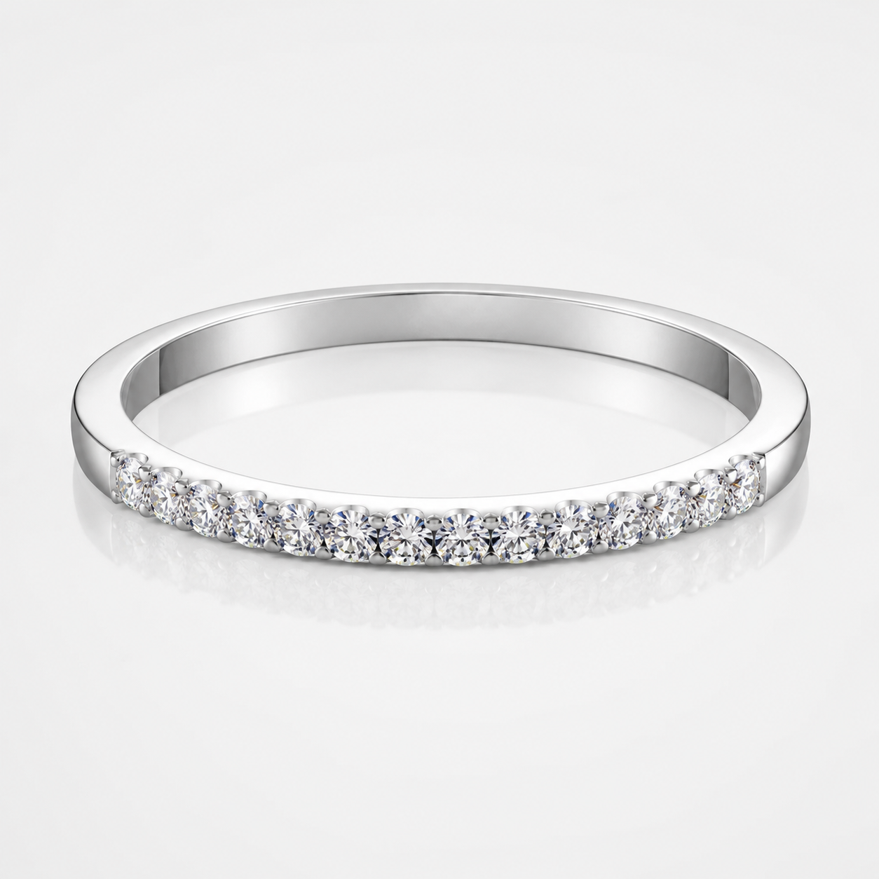 Round Brilliant Moissanite Pavé Half-Eternity Wedding Band