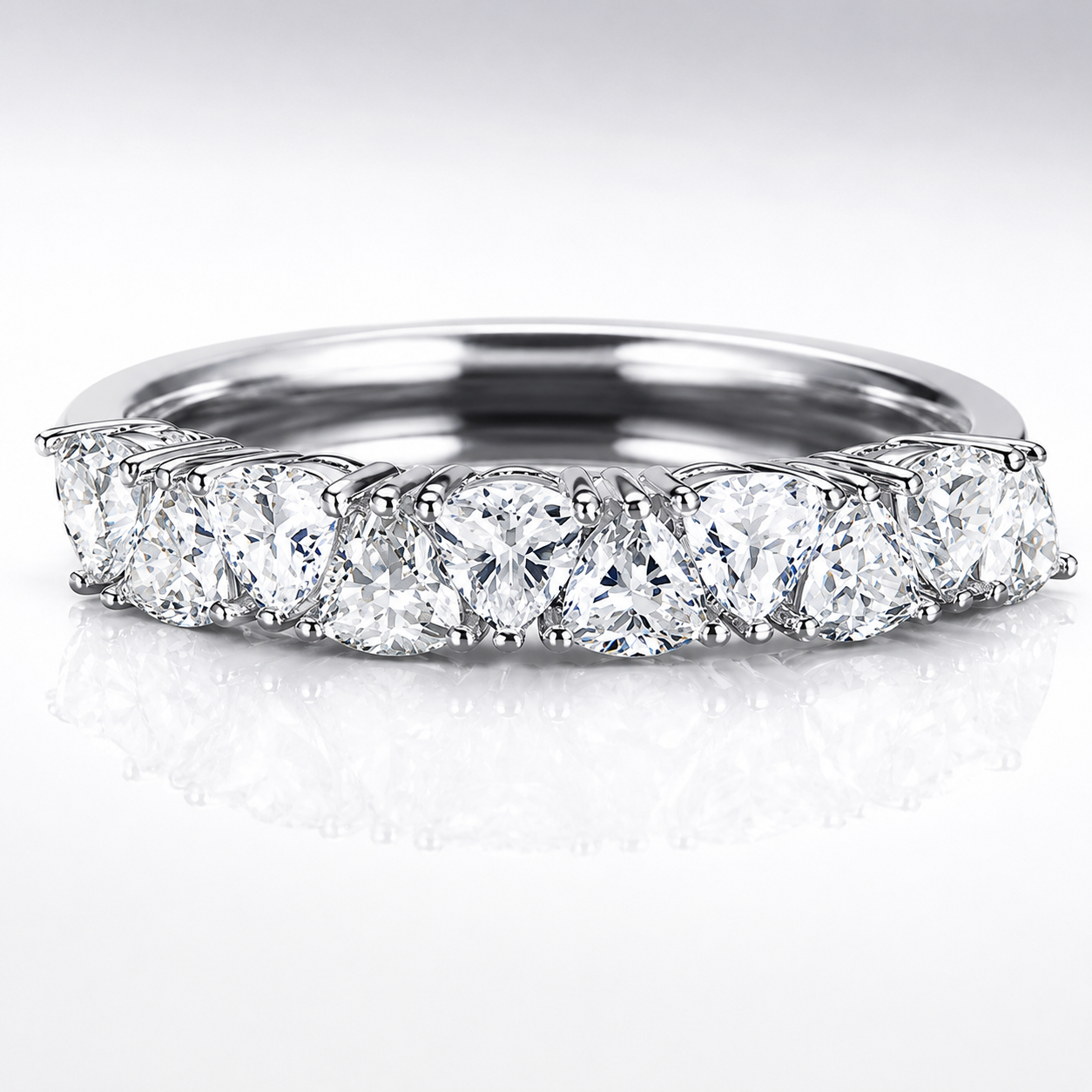 1ct Trillion Cut Moissanite Half-Eternity Wedding Band