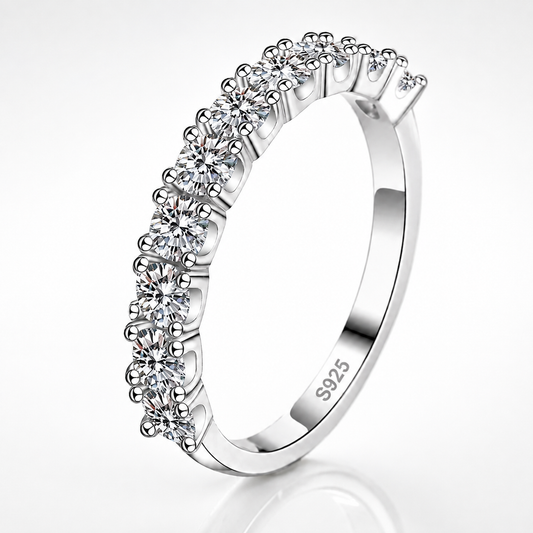 1ct Round Brilliant Moissanite Half-Eternity Wedding Band