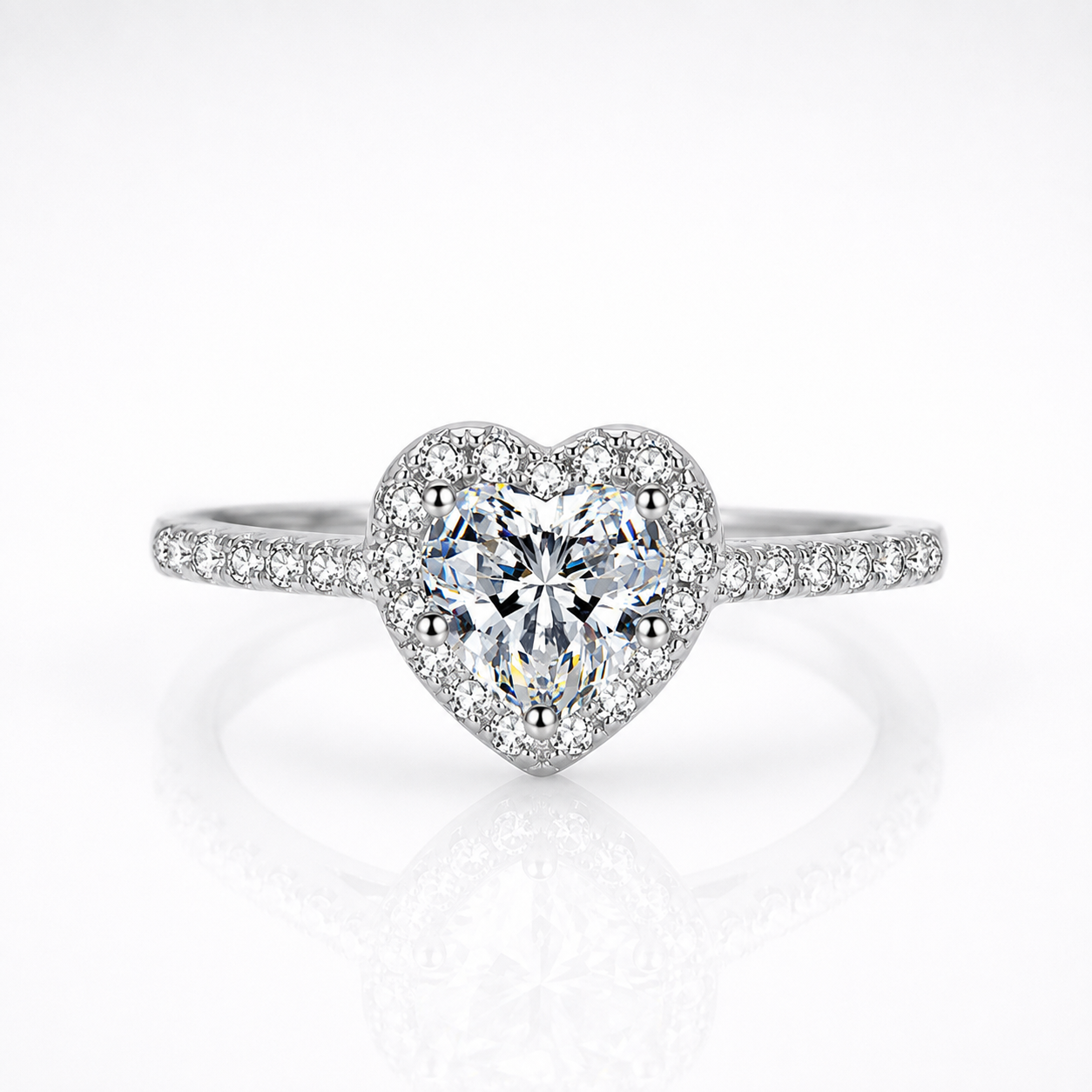 Heart Halo Moissanite Engagement Ring
