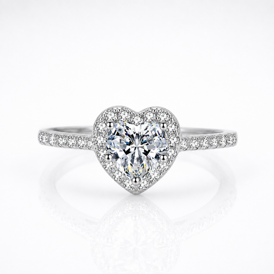 Heart Halo Moissanite Engagement Ring