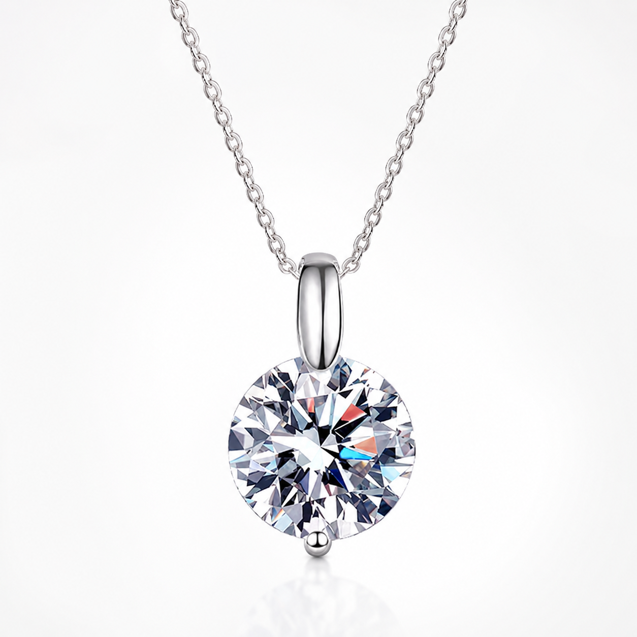 Round Brilliant Moissanite Solitaire Pendant Necklace