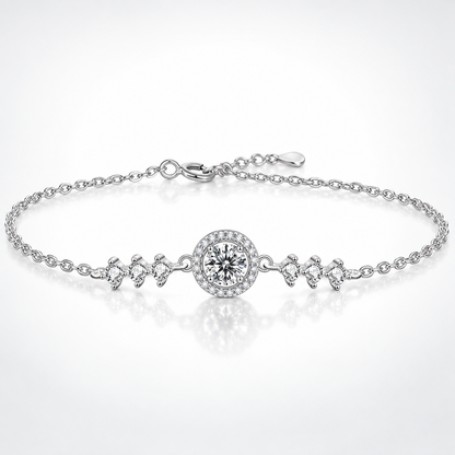 1ct Round Brilliant Moissanite Halo Centrepiece Bracelet