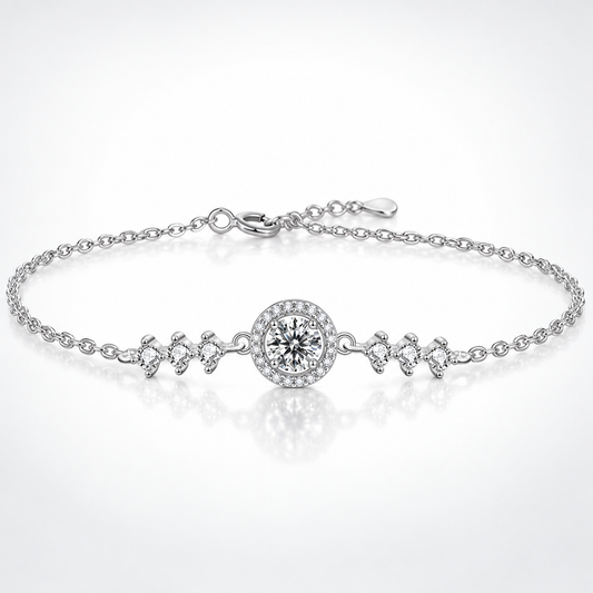 1ct Round Brilliant Moissanite Halo Centrepiece Bracelet
