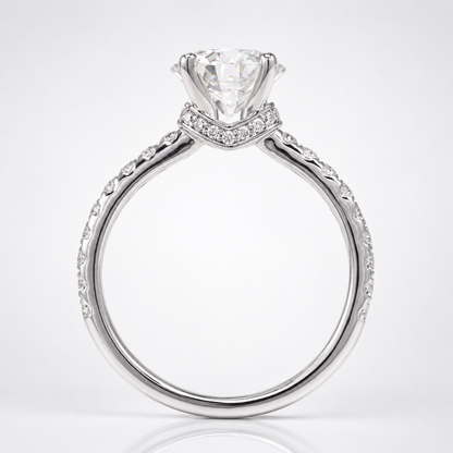 Round Brilliant Moissanite Hidden Halo Engagement Ring