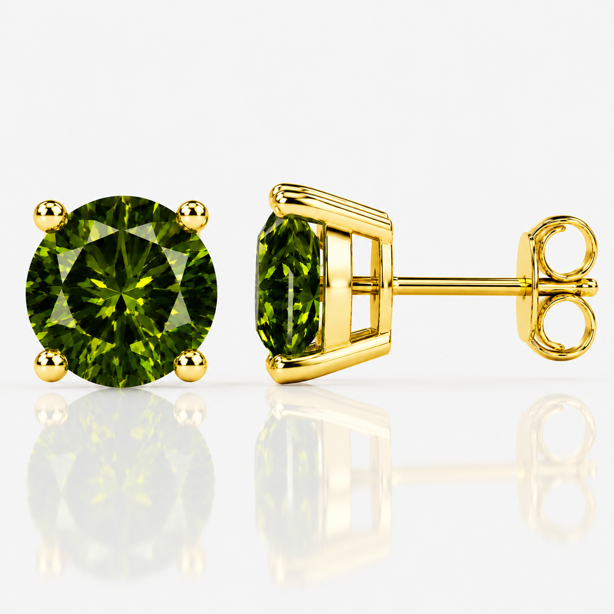 Four Prong Moissanite Solitaire Stud Earrings
