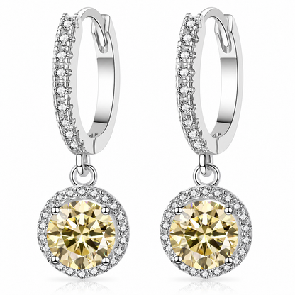 Halo Moissanite Hoop Drop Earrings