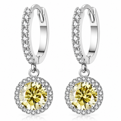 Halo Moissanite Hoop Drop Earrings