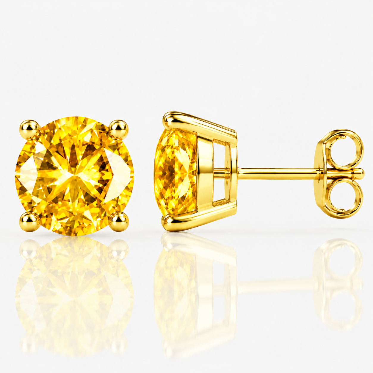 Four Prong Moissanite Solitaire Stud Earrings