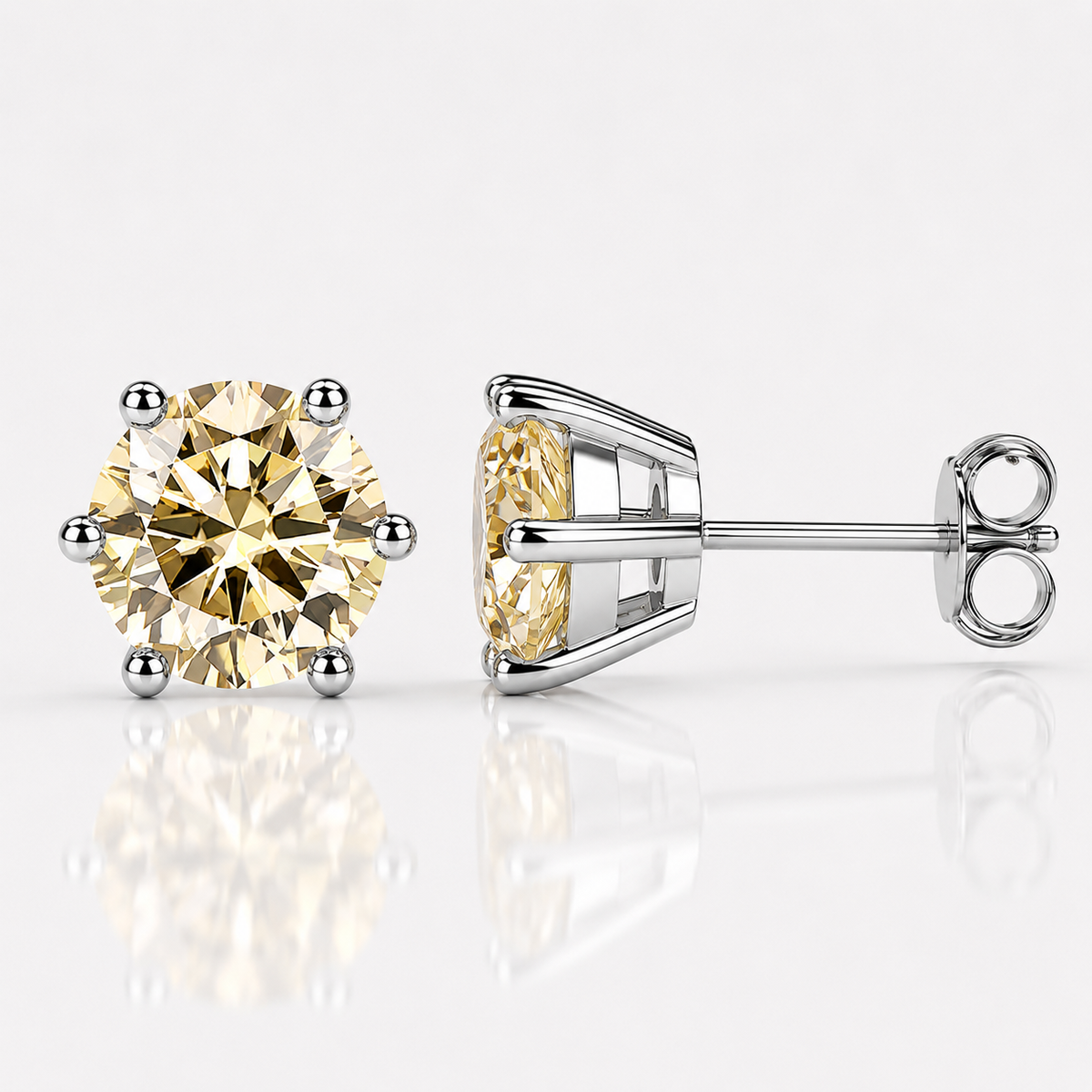 Round Brilliant Moissanite Stud Earrings – Classic Solitaire Earrings