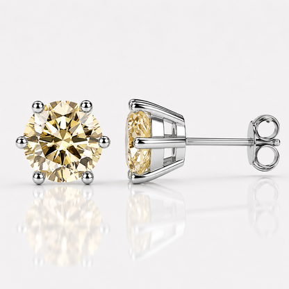 Round Brilliant Moissanite Stud Earrings – Classic Solitaire Earrings