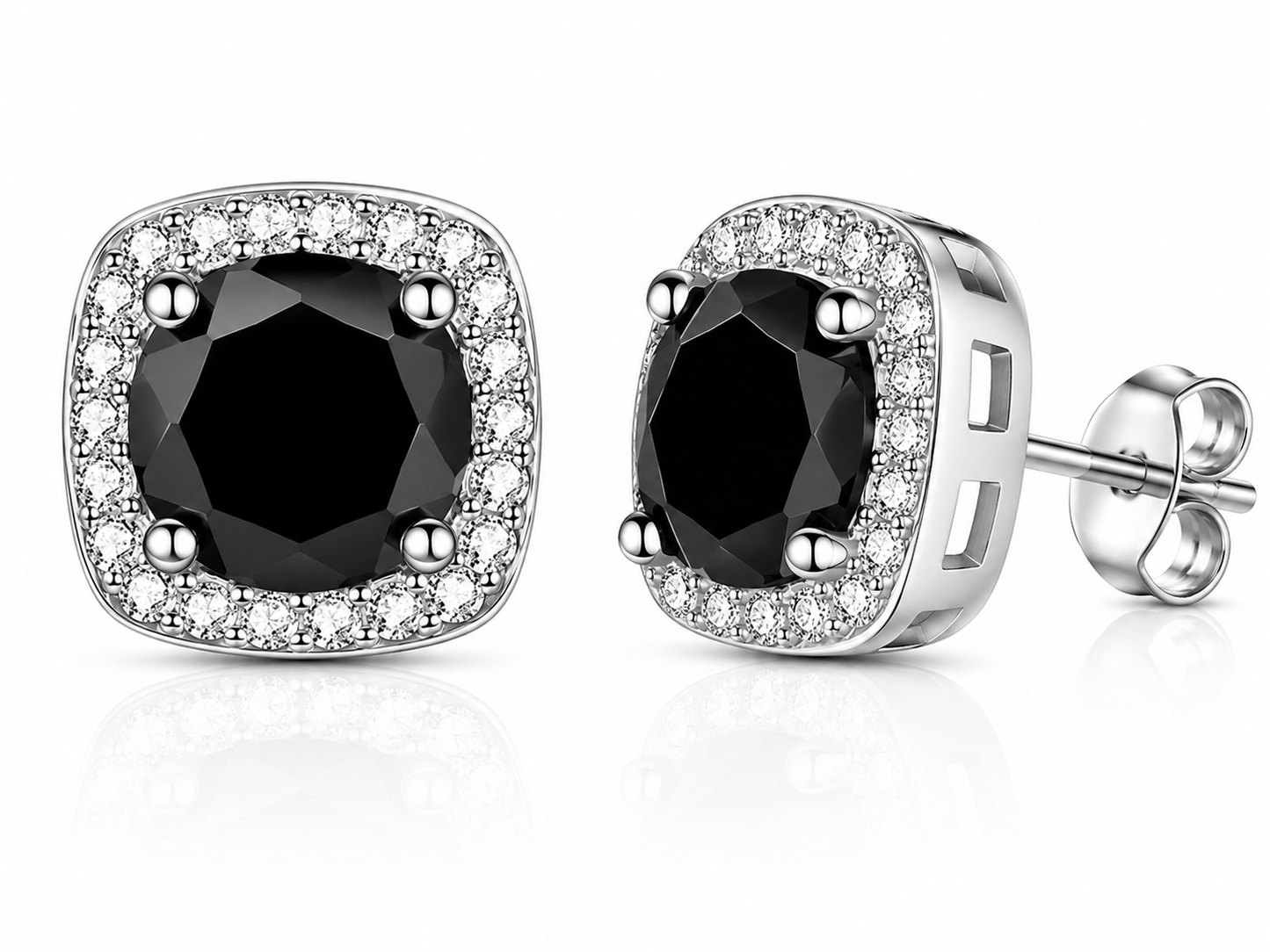 Halo Moissanite Stud Earrings – 925 Sterling Silver & Gold